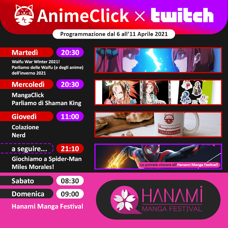 Calendario Twitch Hanami Manga Festival